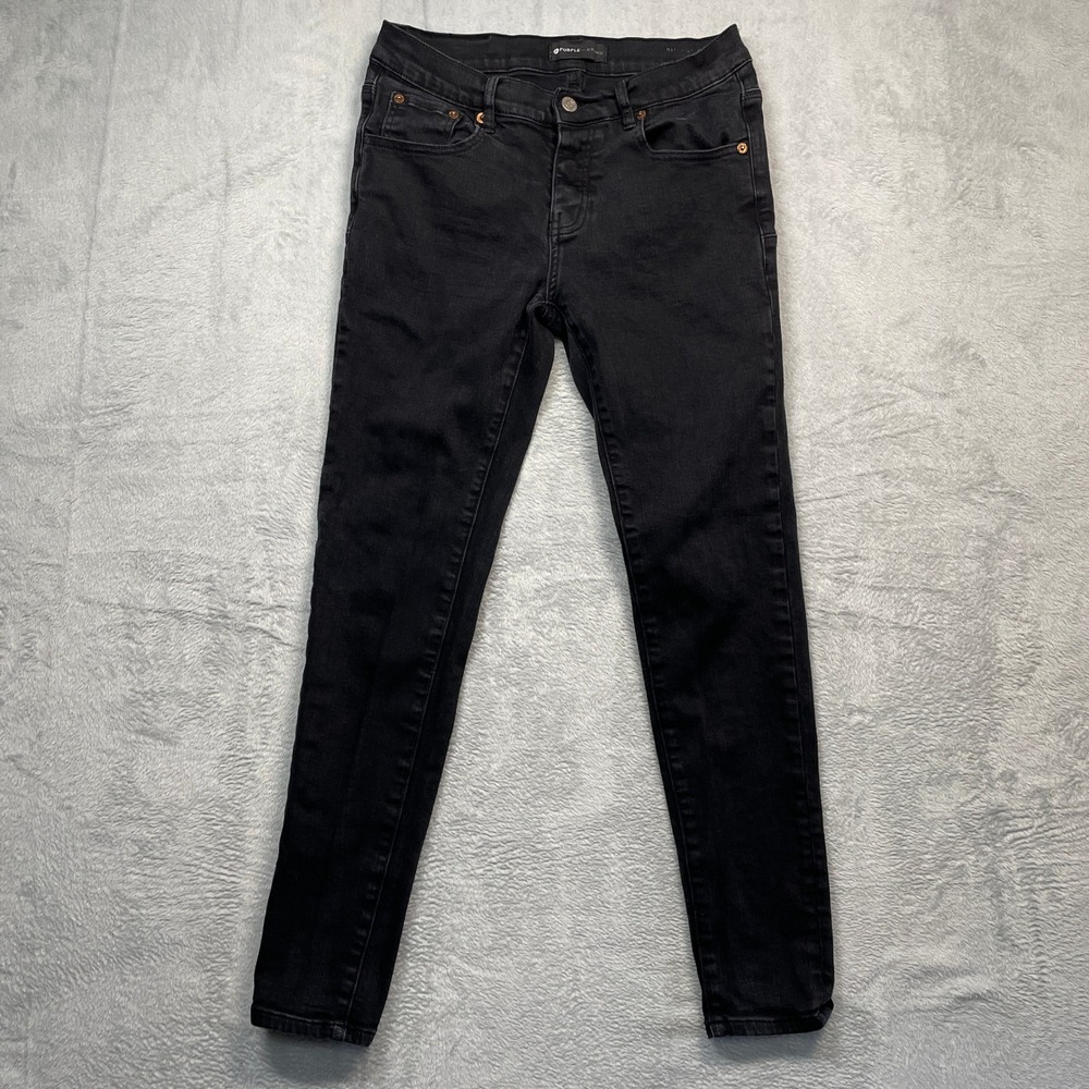 Purple Brand Skinny Jeans Womens 27 Black Button Fly Washed Denim